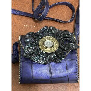 vintage cache purse Purple 80's Vibe Festival Party Flower Rhinestone Alligator